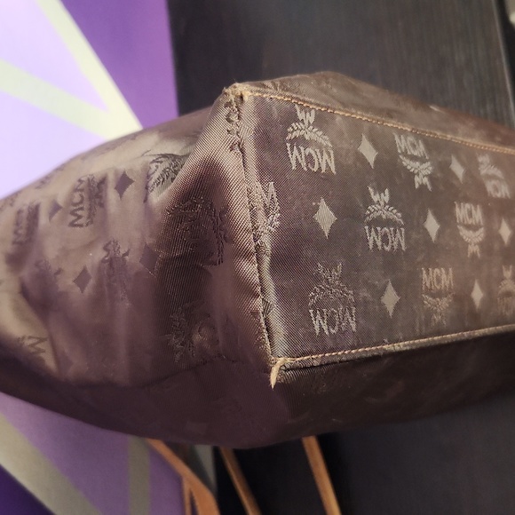 MCM Brown Monogram Nylon Zip Tote - Picture 11 of 15